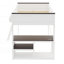 Grand lit mezzanine avec bureau, tablette ouverte et station de charge USB