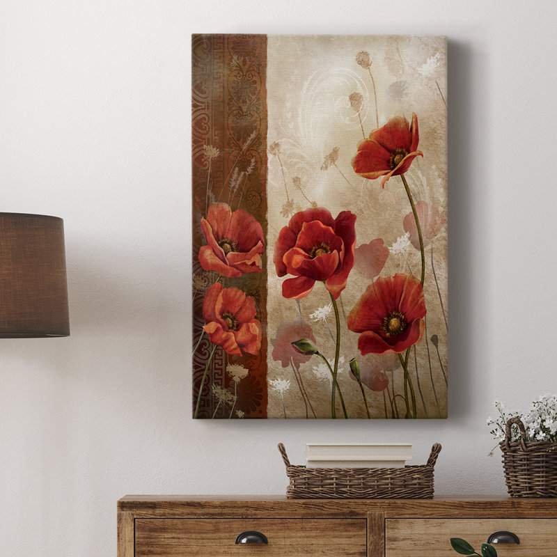 Coquelicots sauvages I - Cavas enveloppés de galerie, H 27 po x l 18 po