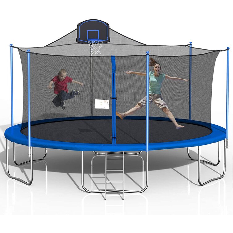 Alle sammen Elendighed chokerende Sapphome 16ft Trampoline For Kids, Outdoor Trampoline With Safety Enclosure  Net Basketball Hoop And Ladder, Trampoline For Adults | Wayfair
