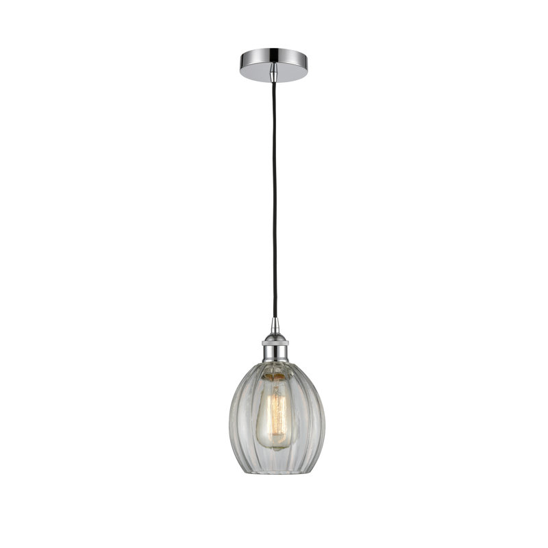 Luminaire suspendu simple à 1 lumière Bolduc, Transparent, Chrome poli