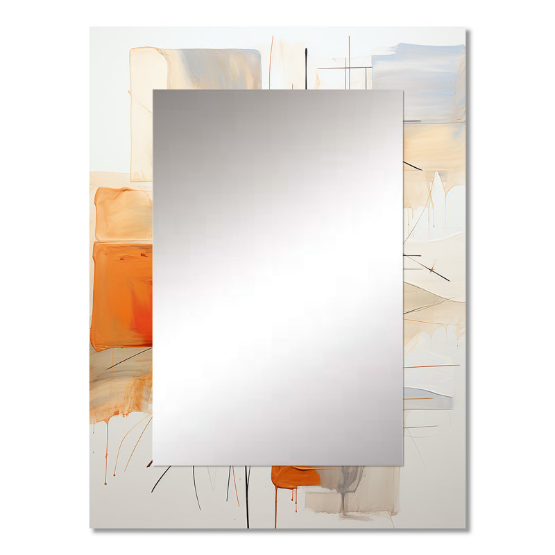 Orange gris, dessin au trait abstrait expressionniste, 32 po x 24 po