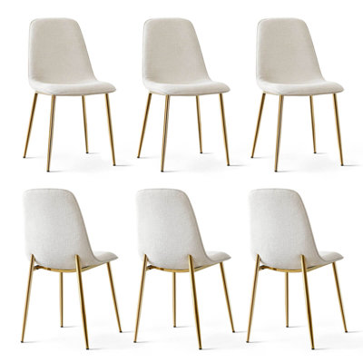 Set of 6 Chenille Upholstered 19.5" Seat Height Gold Dining Chair
