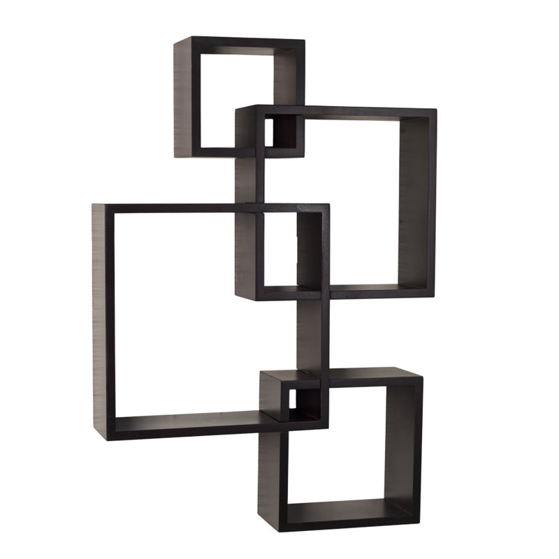 Intersecting Cube Accent Wall Shelf, Espresso