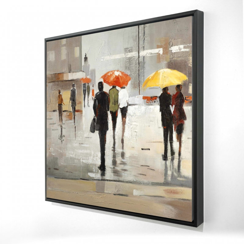 Abstrait avec des parapluies - art contemporain sur toile