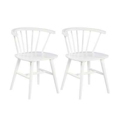Of 2 White Wood Spindle Back Chairs - Modern And Elegant Seating 2 Wooden Dining Chair For A Stylish Look