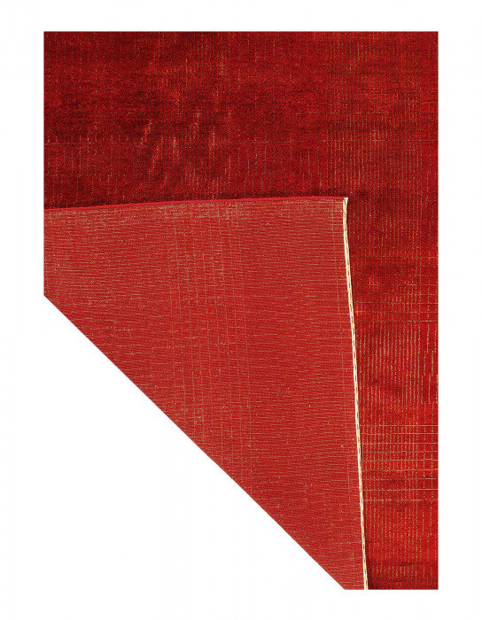 Tapis rouge carré en soie de conception unique 6 pi 6 po x 6 pi 6 po Jainy