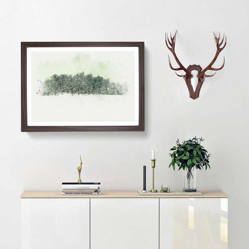 Forest at Wintertime in Abstract - Picture Frame Graphic Art Print, 27cm H x 36cm W x 2cm D, Walnut Framed