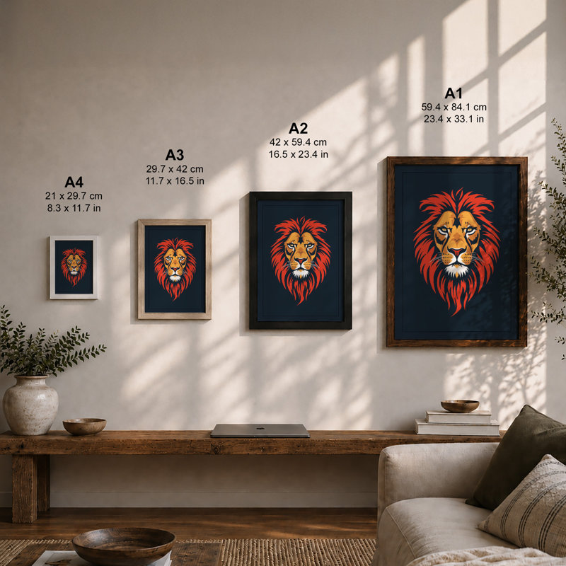 Lion's Crown Modern - Framed Print, Unframed, A2 - 59.4 x 42.0 cm