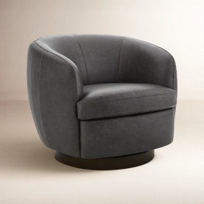 Fauteuil demi-tonneau en cuir Marcy Geniue