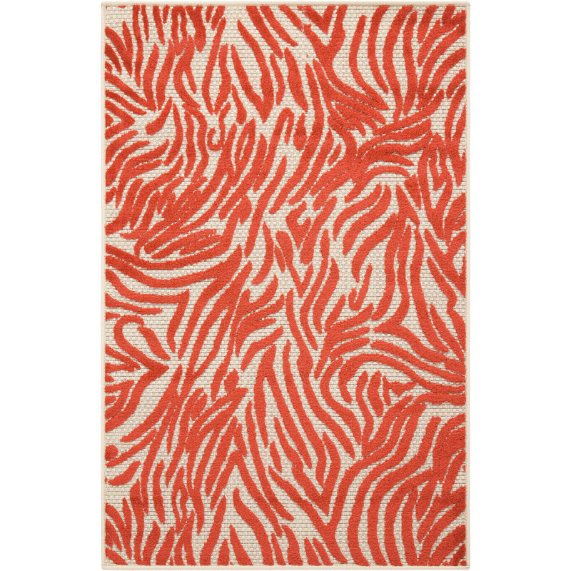 Tapis rouge à rayures Newton, Rectangle 2 pi 8 po x 4 pi
