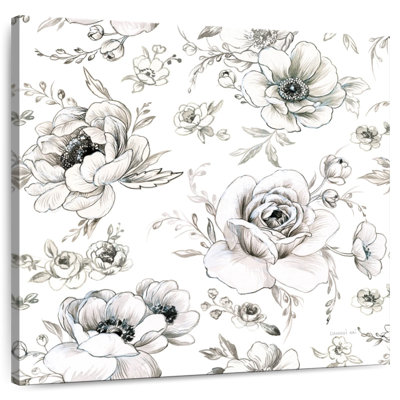 Carnet de croquis, motif de jardin sur fond blanc