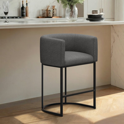 Upholstered Counter Stool with Metal Frame