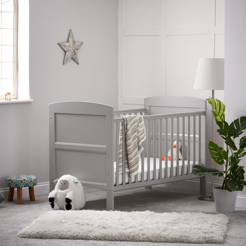 Grace Cot Bed with Fibre Mattress, Warm Grey