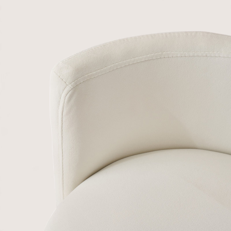 Tabouret de coiffeuse pivotant en velours avec rangement caché, Beige