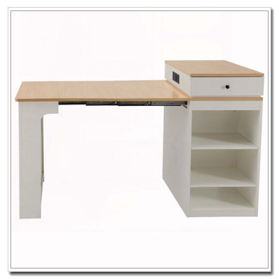 Îlot de cuisine 59,5 po avec table de salle à manger extensible, table de rangement de cuisine avec rangement double-face, îlot de cuisine avec 2 tiroirs, prise de courant, tablettes latérales ouvertes, pour la cuisine