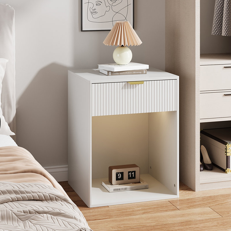 Set of 2 Bedside Tables with Charging Station & RGB Light Strip