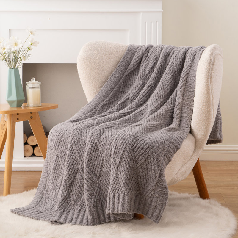 Couverture douce en peluche texturée, 50 po x 60 po, Gris