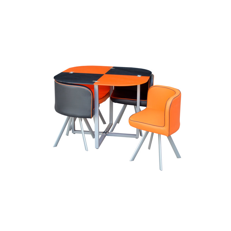 Rowlands 4 - Person Dining Set, Orange/Black
