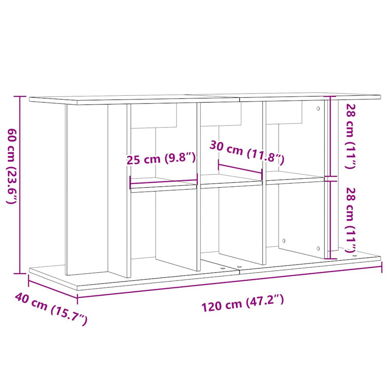 Morada Aquarium Stand, 60cm H x 120cm W x 40cm D, Old Wood