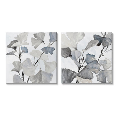 Élégante illustration botanique de feuilles de plantes monochromes par Lanie Loreth - ensemble de 2 peintures
