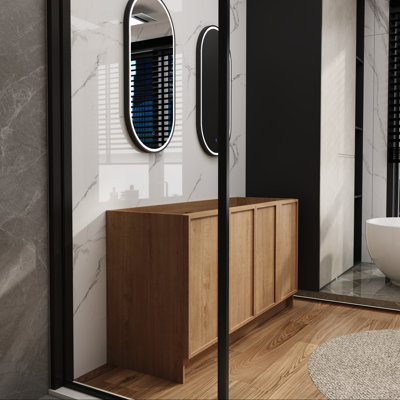 Meuble-lavabo autoportant moderne de 60 pouces avec quatre portes à fermeture en douceur