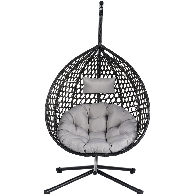 Fauteuil à œufs suspendu pour divers environnements - Base en fer massif, PE, appui-tête réglable, confort et plaisir, fabrication à la mode, soutien