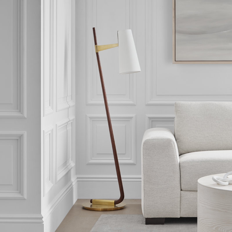 Katia Task Floor Lamp, Mahogany/Hand-Rubbed Antique Brass