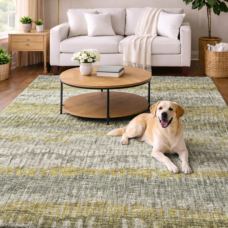 Tapis à poils longs de qualité supérieure lavable à la machine, Sauge, 10 pi x 14 pi