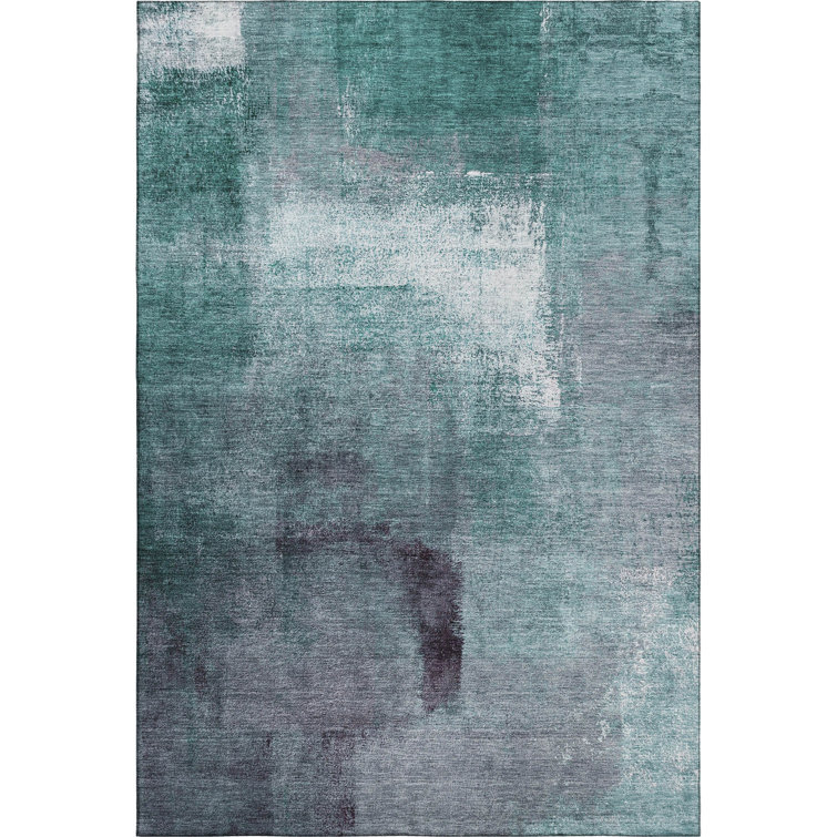 Premium Machine Washable Prisco Teal Rug