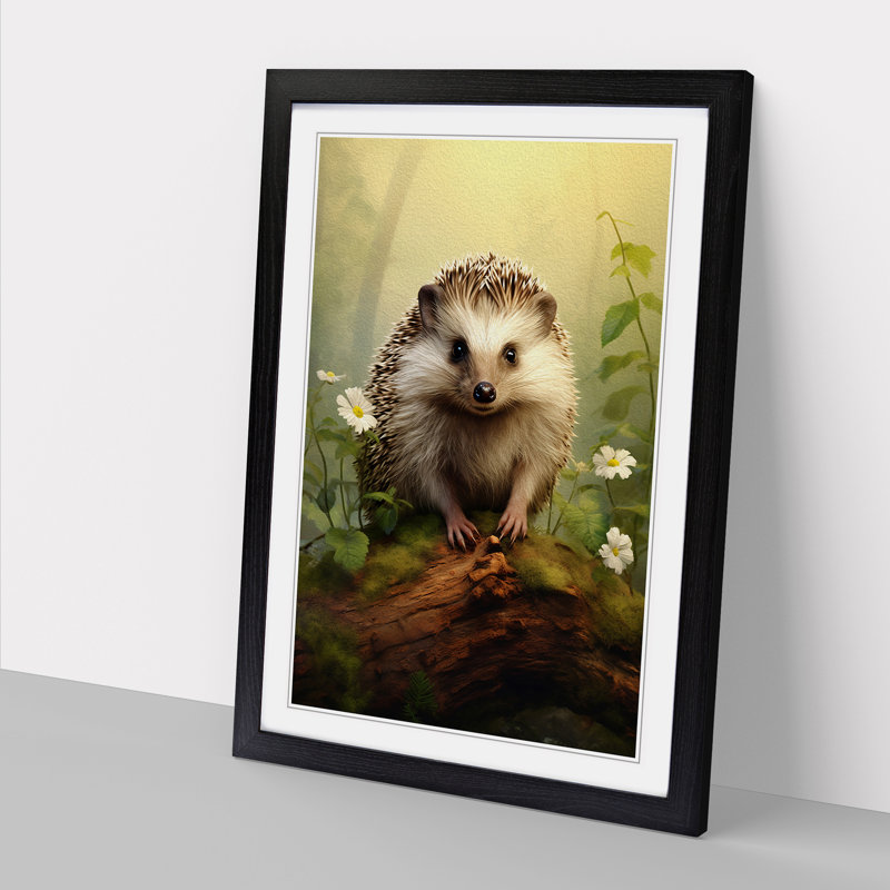 Hedgehog Tachisme No.2 - Single Picture Frame Print on Wood