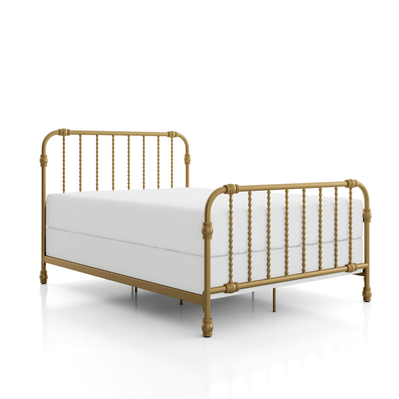 Wren Metal Spindle Panel Bed, Full, Gold
