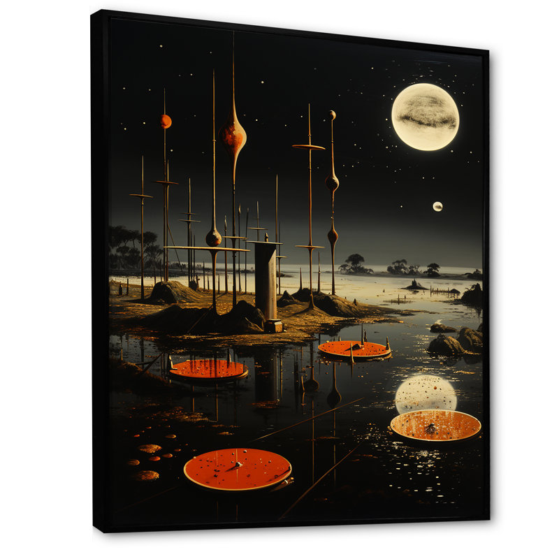 Paysage dans l'espace Liberté rêve II, Cadre flottant noir, H 32 po x l 24 po x P 1 po