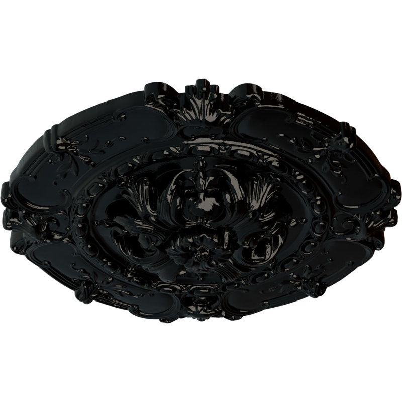 Médaillon de plafond Endurathane Southampton, DO 16 1/2 po x P 2 3/8 po, finition perle noire peinte à la main, Perle noire
