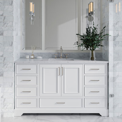 61'' Single Bathroom Vanity with Carrara Marble Top