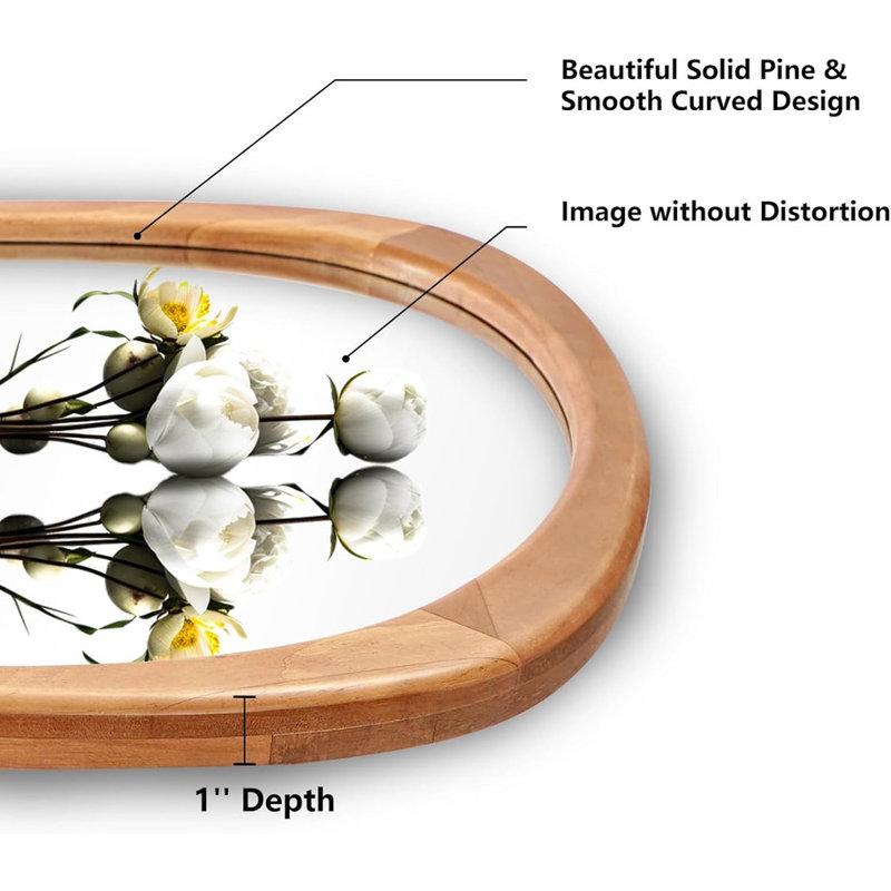 Asymmetrical Solid Wood Framed Wall Mirror, 30" H x 19" W