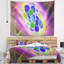 Tapisserie abstraite avec motif fractal bleu vert-28495907