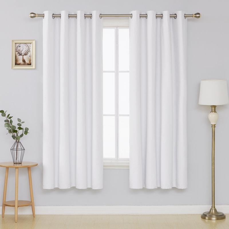Onella Blackout Curtain Pair, White, 52'' W x 45'' L