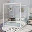 Grand lit plateforme à baldaquin avec pieds de support, blanc-1774063861-1774063866