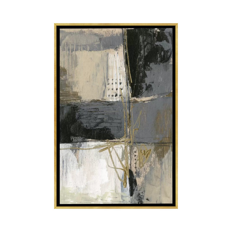 « Neutral divisions II » par Jennifer Goldberger, reproduction d’art, H 26 po x l 18 po x 1,5 po, Toile encadrée d'or