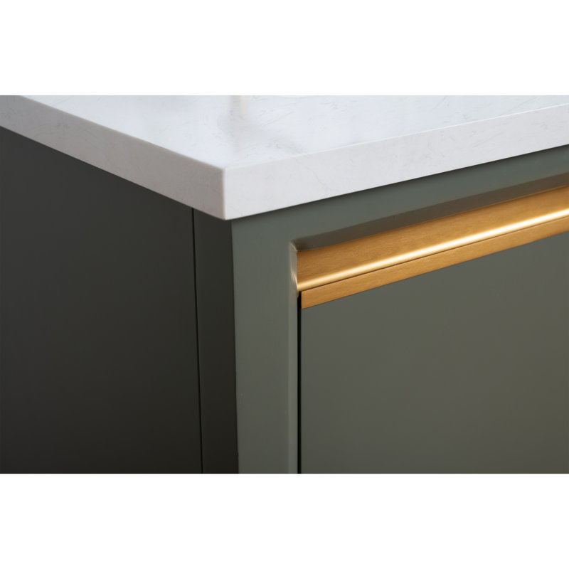 Meuble-lavabo double 60 po avec comptoir, Vert rétro, Lit double, 60"