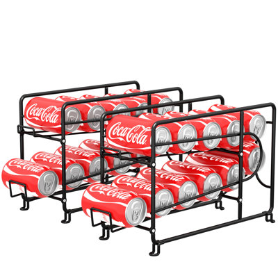 Can Dispneser, Stackable Soda Can Organizer for Pantry, Black- 2 Pack