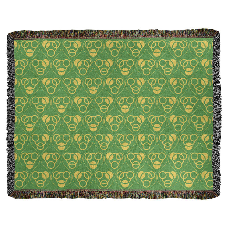 Couverture en coton tissé Classic, L 60 po x L 80 po, Vert/jaune