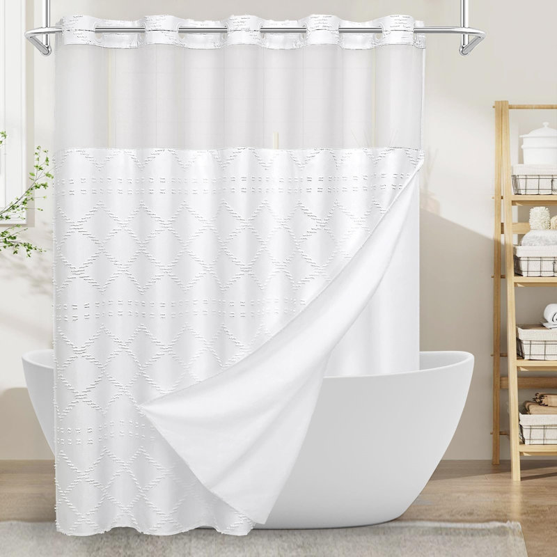 Rideau de douche Boho, Blanc