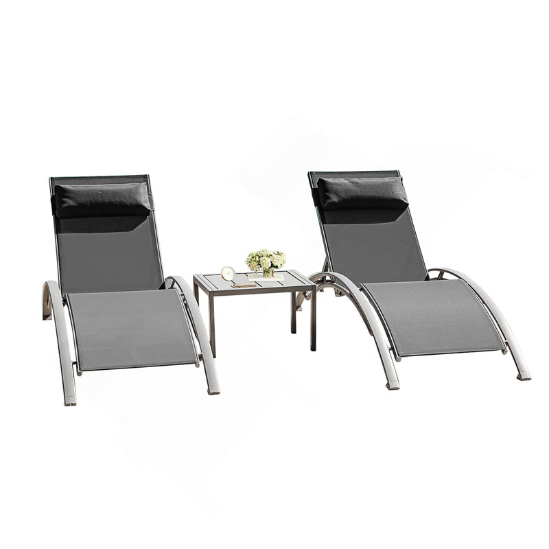 Pool Lounge Chairs Set Of 3, Dark Gray