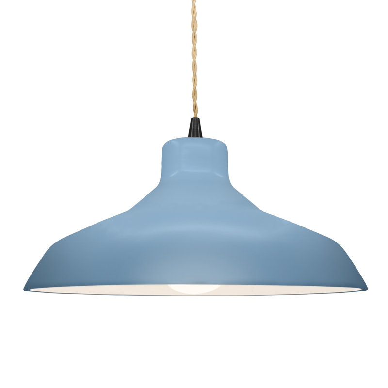 Fallon - Light Dome Pendant, Sky Blue, 7.5" H x 15.5" W x 15.5" D, Matte Black