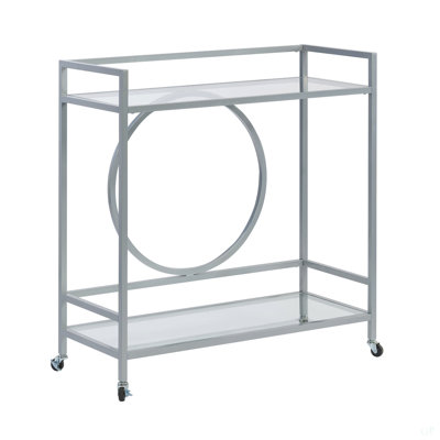 Chariot-bar contemporain avec 2 tablettes en verre