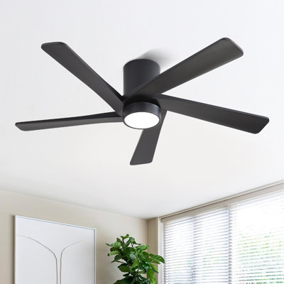 48" 5 Solid Wood Blades Indoor Ceiling Fan With Light Kit And Remote