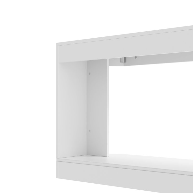 Console de cheminée blanche 72 po, support multimédia moderne à tablette ouverte (foyer électrique vendu séparément)