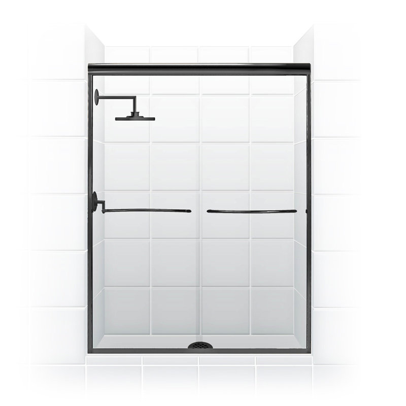 Porte de douche sans cadre 60 "x 71" Paragon Series, Noir mat