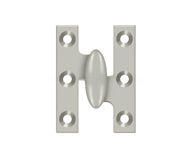 Charnière olive 2 po x 1-1 / 2 po Deltana OK2015U15-R; Finition nickel satiné, Côté droit, Nickel brossé